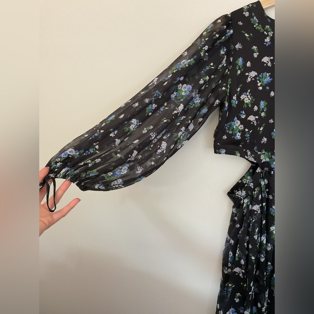 NWT Maje Long Cut Out Dress in Blue Bouquet - Picture 8 of 14
